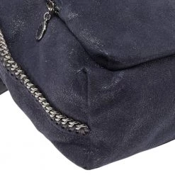 Stella McCartney Dark Blue Faux Suede Falabella Backpack For Women -Stella McCartney Sales luxury women stella mccartney used handbags p490447 005