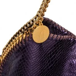 Stella McCartney Metallic Purple Faux Python Leather Large Falabella Tote For Women -Stella McCartney Sales luxury women stella mccartney used handbags p499965 006