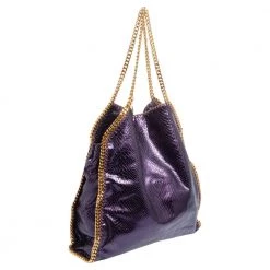 Stella McCartney Metallic Purple Faux Python Leather Large Falabella Tote For Women -Stella McCartney Sales luxury women stella mccartney used handbags p499965 007