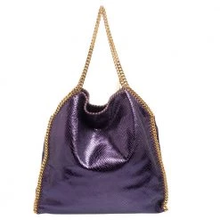 Stella McCartney Metallic Purple Faux Python Leather Large Falabella Tote For Women -Stella McCartney Sales luxury women stella mccartney used handbags p499965 008
