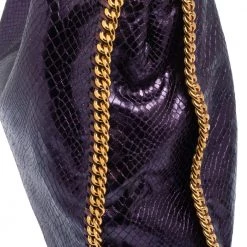 Stella McCartney Metallic Purple Faux Python Leather Large Falabella Tote For Women -Stella McCartney Sales luxury women stella mccartney used handbags p499965 009