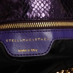 Stella McCartney Metallic Purple Faux Python Leather Large Falabella Tote For Women -Stella McCartney Sales luxury women stella mccartney used handbags p499965 014
