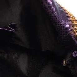 Stella McCartney Metallic Purple Faux Python Leather Large Falabella Tote For Women -Stella McCartney Sales luxury women stella mccartney used handbags p499965 016