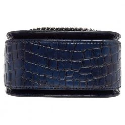 Stella McCartney Navy Blue Croc Embossed Faux Leather Falabella Star Box Bag For Women -Stella McCartney Sales luxury women stella mccartney used handbags p501409 005