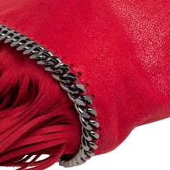 Stella McCartney Red Faux Suede Small Falabella Fringed Tote For Women -Stella McCartney Sales luxury women stella mccartney used handbags p502570 010