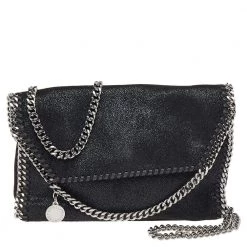 Stella McCartney Black Faux Suede Falabella Shoulder Bag For Women