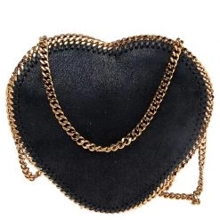 Stella McCartney Midnight Blue Faux Suede Heart Falabella Crossbody Bag For Women