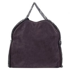 Stella McCartney Dark Purple Corduroy Falabella Fold Over Tote For Women -Stella McCartney Sales luxury women stella mccartney used handbags p51398 003