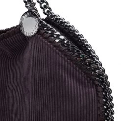Stella McCartney Dark Purple Corduroy Falabella Fold Over Tote For Women -Stella McCartney Sales luxury women stella mccartney used handbags p51398 005