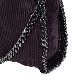 Stella McCartney Dark Purple Corduroy Falabella Fold Over Tote For Women -Stella McCartney Sales luxury women stella mccartney used handbags p51398 008