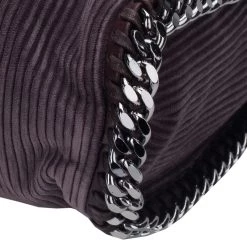 Stella McCartney Dark Purple Corduroy Falabella Fold Over Tote For Women -Stella McCartney Sales luxury women stella mccartney used handbags p51398 010