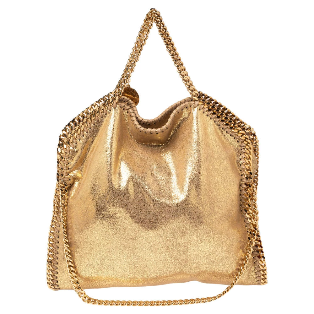 Stella McCartney Gold Faux Suede Small Falabella Tote For Women 3 Stella McCartney Gold Faux Suede Small Falabella Tote For Women