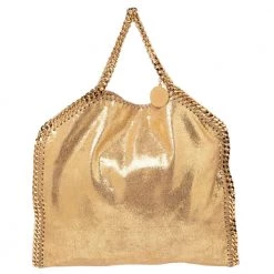 Stella McCartney Gold Faux Suede Small Falabella Tote For Women 17 Stella McCartney Gold Faux Suede Small Falabella Tote For Women -Stella McCartney Sales luxury women stella mccartney used handbags p514968 009