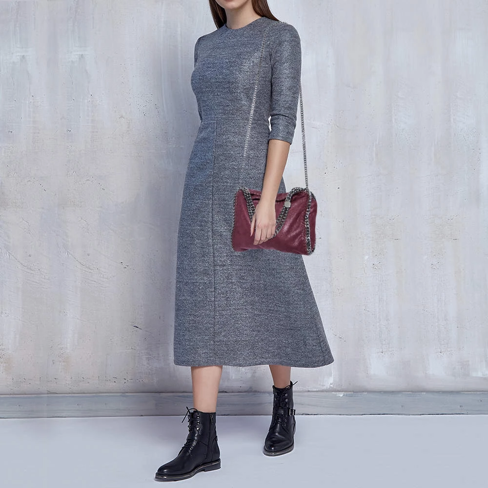 Stella McCartney Burgundy Faux Suede Mini Falabella Tote For Women 4 Stella McCartney Burgundy Faux Suede Mini Falabella Tote For Women - Image 2