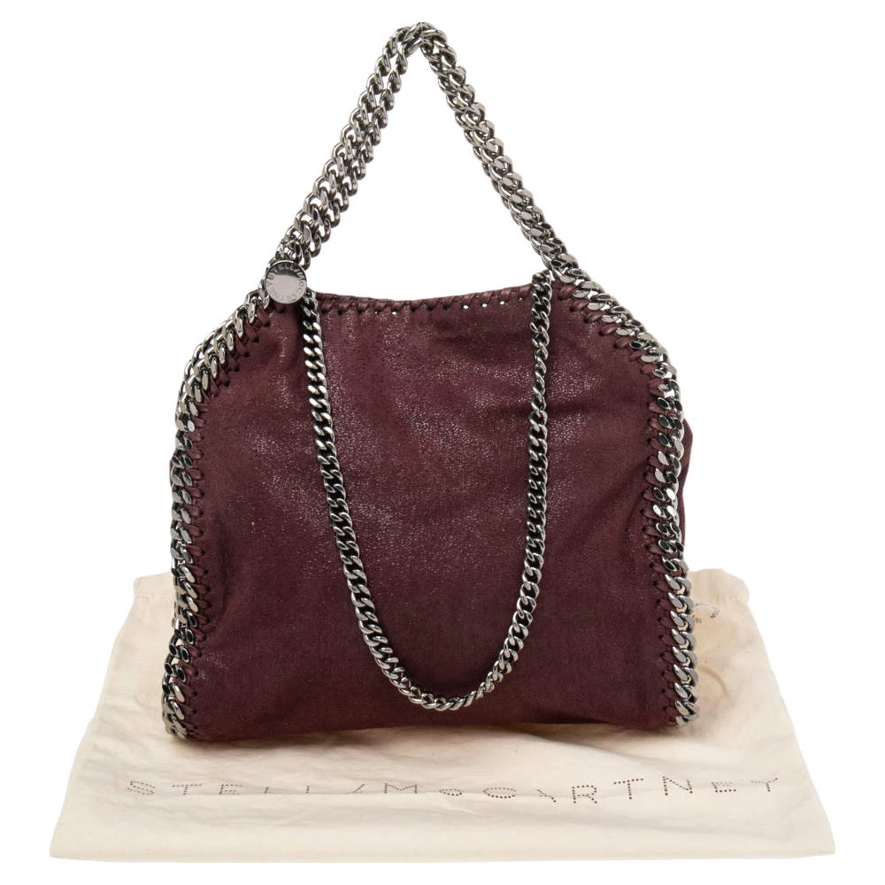 Stella McCartney Burgundy Faux Suede Mini Falabella Tote For Women 12 Stella McCartney Burgundy Faux Suede Mini Falabella Tote For Women - Image 10