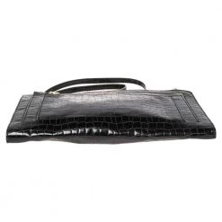 Stella McCartney Black Croc Embossed Faux Leather Clutch Bag For Women -Stella McCartney Sales luxury women stella mccartney used handbags p521527 002