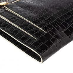 Stella McCartney Black Croc Embossed Faux Leather Clutch Bag For Women -Stella McCartney Sales luxury women stella mccartney used handbags p521527 003