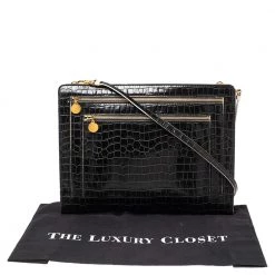 Stella McCartney Black Croc Embossed Faux Leather Clutch Bag For Women -Stella McCartney Sales luxury women stella mccartney used handbags p521527 008