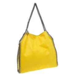Stella McCartney Yellow Faux Leather Small Falabella Tote For Women -Stella McCartney Sales luxury women stella mccartney used handbags p52489 003