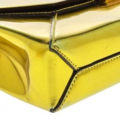 Stella McCartney Yellow Metallic Faux Leather Beckett Envelope Clutch For Women -Stella McCartney Sales luxury women stella mccartney used handbags p527909 003