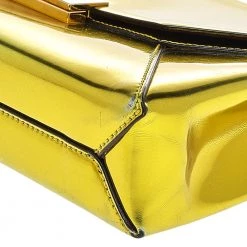 Stella McCartney Yellow Metallic Faux Leather Beckett Envelope Clutch For Women -Stella McCartney Sales luxury women stella mccartney used handbags p527909 004
