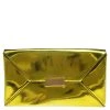 Stella McCartney Yellow Metallic Faux Leather Beckett Envelope Clutch For Women