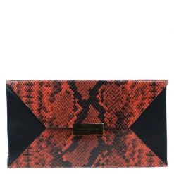 Stella McCartney Orange Alter Faux Python Beckett Clutch For Women