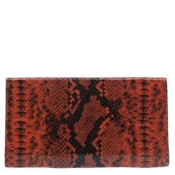Stella McCartney Orange Alter Faux Python Beckett Clutch For Women -Stella McCartney Sales luxury women stella mccartney used handbags p53307 004