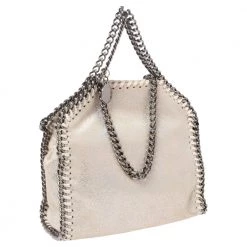 Stella McCartney White Iridescent Faux Leather Tiny Falabella Shoulder Bag For Women -Stella McCartney Sales luxury women stella mccartney used handbags p537408 005