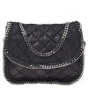 Stella McCartney Black Faux Quilted Leather Falabella Shoulder Bag For Women