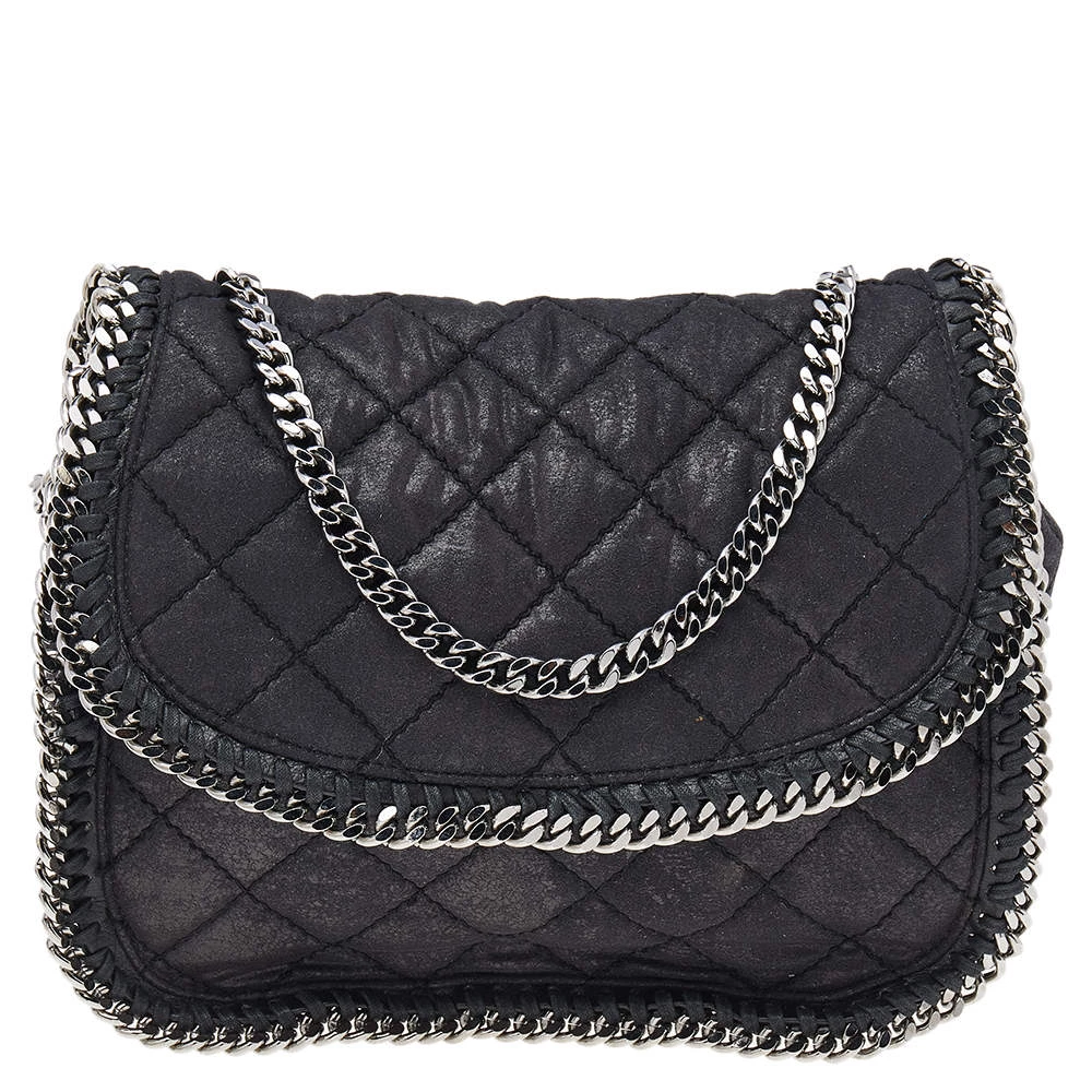 Stella McCartney Black Faux Quilted Leather Falabella Shoulder Bag For Women 3 Stella McCartney Black Faux Quilted Leather Falabella Shoulder Bag For Women