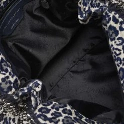 Stella McCartney Navy Blue Leopard Print Velvet Small Falabella Tote For Women -Stella McCartney Sales luxury women stella mccartney used handbags p537808 005
