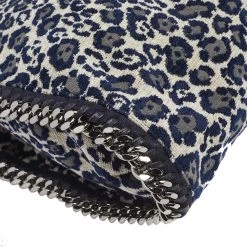 Stella McCartney Navy Blue Leopard Print Velvet Small Falabella Tote For Women -Stella McCartney Sales luxury women stella mccartney used handbags p537808 006