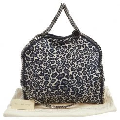 Stella McCartney Navy Blue Leopard Print Velvet Small Falabella Tote For Women -Stella McCartney Sales luxury women stella mccartney used handbags p537808 011
