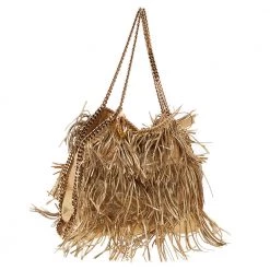 Stella McCartney Gold Faux Leather Fringe Falabella Shoulder Bag For Women 15 Stella McCartney Gold Faux Leather Fringe Falabella Shoulder Bag For Women -Stella McCartney Sales luxury women stella mccartney used handbags p540375 002