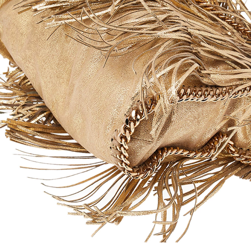 Stella McCartney Gold Faux Leather Fringe Falabella Shoulder Bag For Women 13 Stella McCartney Gold Faux Leather Fringe Falabella Shoulder Bag For Women - Image 11