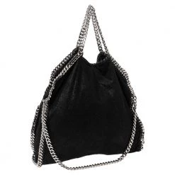 Stella McCartney Metallic Black Faux Suede Small Falabella Tote For Women -Stella McCartney Sales luxury women stella mccartney used handbags p540936 008