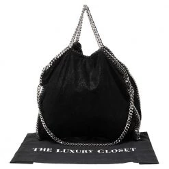 Stella McCartney Metallic Black Faux Suede Small Falabella Tote For Women -Stella McCartney Sales luxury women stella mccartney used handbags p540936 009