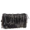 Stella McCartney Metallic Black Faux Leather Fringe Fallabella Crossbody Bag For Women