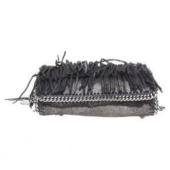 Stella McCartney Metallic Black Faux Leather Fringe Fallabella Crossbody Bag For Women -Stella McCartney Sales luxury women stella mccartney used handbags p542590 007