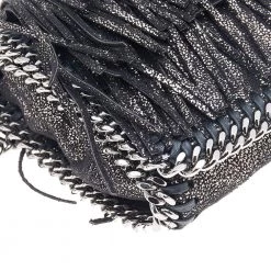 Stella McCartney Metallic Black Faux Leather Fringe Fallabella Crossbody Bag For Women -Stella McCartney Sales luxury women stella mccartney used handbags p542590 008