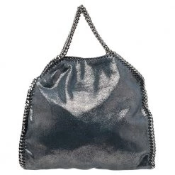 Stella McCartney Blue/Silver Laminated Faux Suede Small Falabella Tote For Women -Stella McCartney Sales luxury women stella mccartney used handbags p549909 003