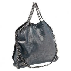 Stella McCartney Blue/Silver Laminated Faux Suede Small Falabella Tote For Women -Stella McCartney Sales luxury women stella mccartney used handbags p549909 006