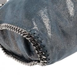 Stella McCartney Blue/Silver Laminated Faux Suede Small Falabella Tote For Women -Stella McCartney Sales luxury women stella mccartney used handbags p549909 008