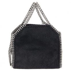 Stella McCartney Black Faux Leather Tiny Falabella Shoulder Bag For Women -Stella McCartney Sales luxury women stella mccartney used handbags p550061 004