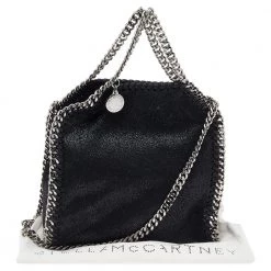 Stella McCartney Black Faux Leather Tiny Falabella Shoulder Bag For Women -Stella McCartney Sales luxury women stella mccartney used handbags p550061 006