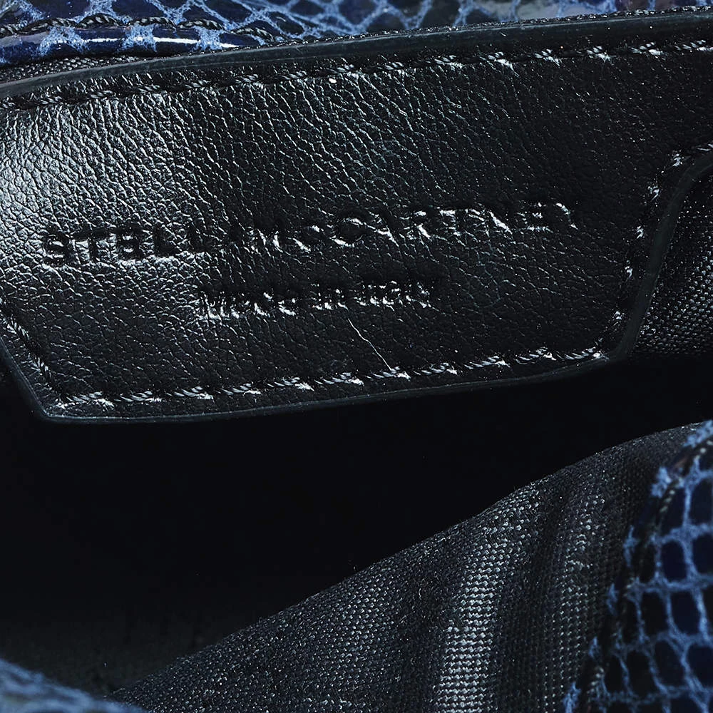 Stella McCartney Black/Blue Faux Snakeskin Leather Tiny Falabella Tote For Women 10 Stella McCartney Black/Blue Faux Snakeskin Leather Tiny Falabella Tote For Women - Image 8