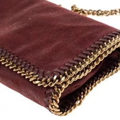 Stella McCartney Dark Red Faux Suede Falabella Flap Shoulder Bag For Women -Stella McCartney Sales luxury women stella mccartney used handbags p554910 005