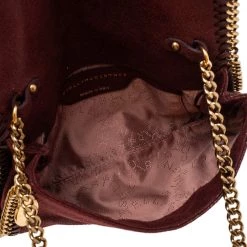 Stella McCartney Dark Red Faux Suede Falabella Flap Shoulder Bag For Women -Stella McCartney Sales luxury women stella mccartney used handbags p554910 012