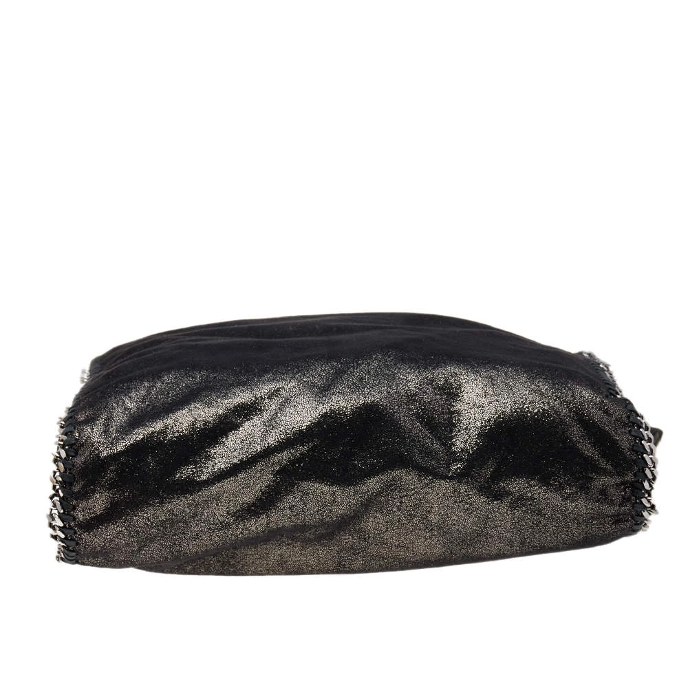 Stella McCartney Black Shimmering Faux Suede Large Falabella Tote For Women 8 Stella McCartney Black Shimmering Faux Suede Large Falabella Tote For Women - Image 6